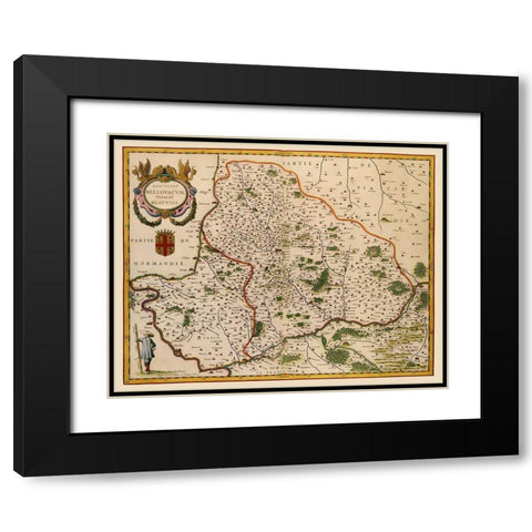 Beauvais Region France - Blaeu 1638 Black Modern Wood Framed Art Print with Double Matting by Blaeu