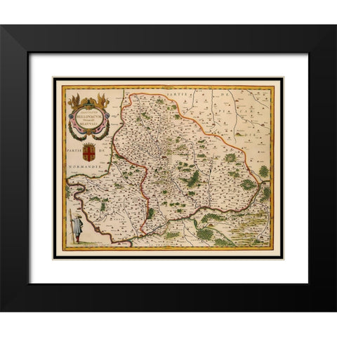 Beauvais Region France - Blaeu 1638 Black Modern Wood Framed Art Print with Double Matting by Blaeu