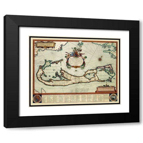 Landowner Bermuda - Blaeu 1630 Black Modern Wood Framed Art Print with Double Matting by Blaeu