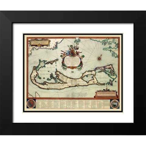 Landowner Bermuda - Blaeu 1630 Black Modern Wood Framed Art Print with Double Matting by Blaeu