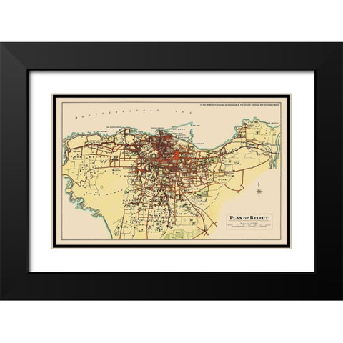 Middle East Beirut Lebanon - Palmer 1851 Black Modern Wood Framed Art Print with Double Matting by Palmer