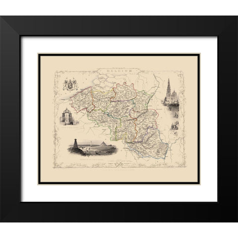 Benelux Belgium - Tallis 1851 Black Modern Wood Framed Art Print with Double Matting by Tallis