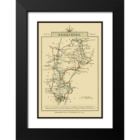 Berkshire County England - Cary 1792 Black Modern Wood Framed Art Print with Double Matting by Cary