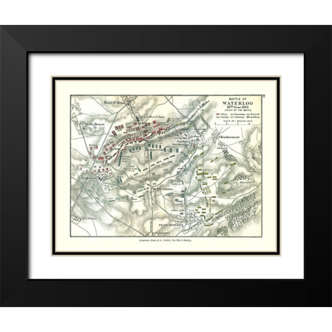 Battle of Waterloo 1815 Belgium - Gardiner 1902 Black Modern Wood Framed Art Print with Double Matting by Gardiner