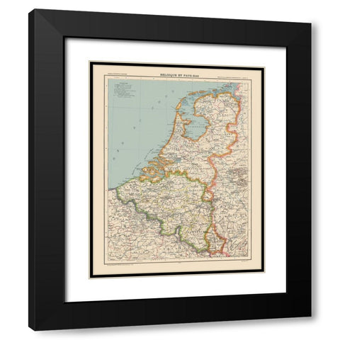 Belgium Netherlands - Schrader 1908 Black Modern Wood Framed Art Print with Double Matting by Schrader