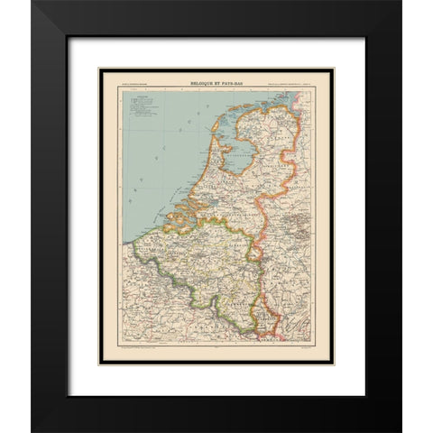 Belgium Netherlands - Schrader 1908 Black Modern Wood Framed Art Print with Double Matting by Schrader