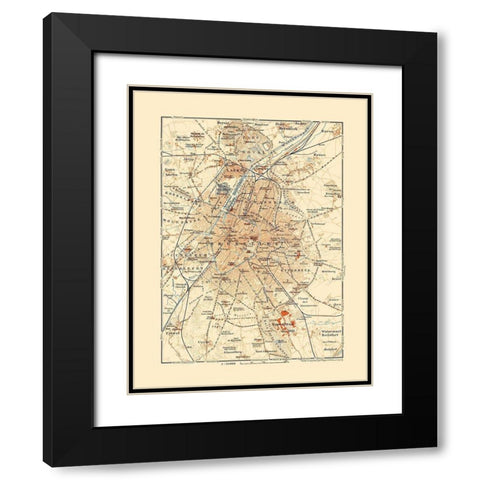 Central Brussels Belgium Europe - Baedeker 1910 Black Modern Wood Framed Art Print with Double Matting by Baedeker