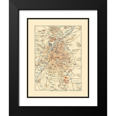 Central Brussels Belgium Europe - Baedeker 1910 Black Modern Wood Framed Art Print with Double Matting by Baedeker