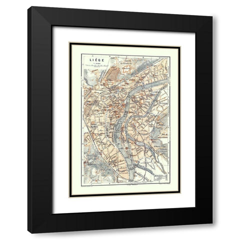 Liege Belgium Europe - Baedeker 1910 Black Modern Wood Framed Art Print with Double Matting by Baedeker