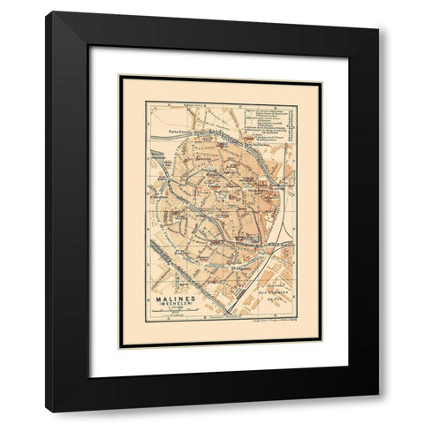 Mechelen Belgium Europe - Baedeker 1910 Black Modern Wood Framed Art Print with Double Matting by Baedeker