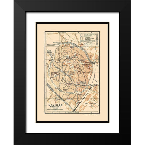 Mechelen Belgium Europe - Baedeker 1910 Black Modern Wood Framed Art Print with Double Matting by Baedeker