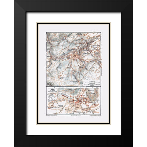 Spa Belgium Europe - Baedeker 1910 Black Modern Wood Framed Art Print with Double Matting by Baedeker