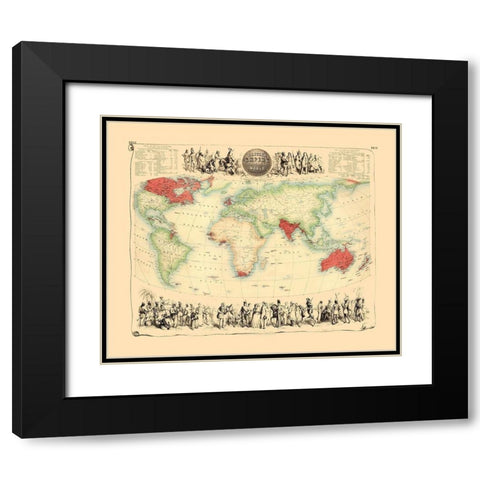 British Empire Throughout World - Bartholomew 1872 Black Modern Wood Framed Art Print with Double Matting by Bartholomew