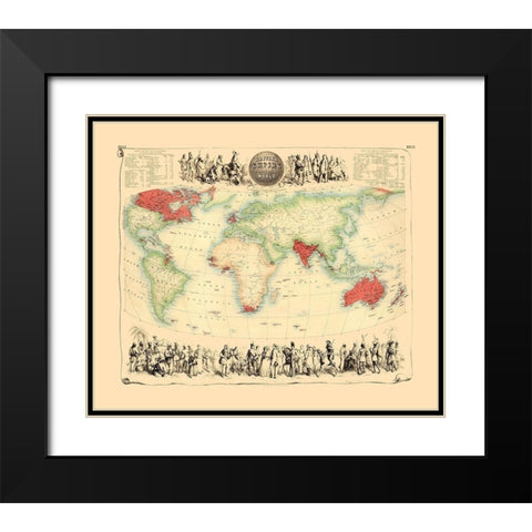British Empire Throughout World - Bartholomew 1872 Black Modern Wood Framed Art Print with Double Matting by Bartholomew
