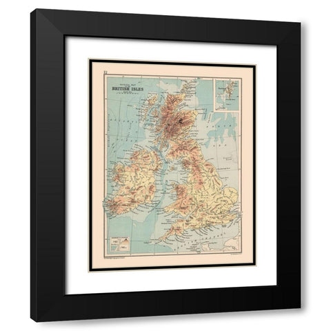 Shetland Islands British Isles - Bartholomew 1892 Black Modern Wood Framed Art Print with Double Matting by Bartholomew