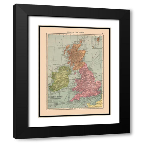 British Isles - Hammond 1910 Black Modern Wood Framed Art Print with Double Matting by Hammond