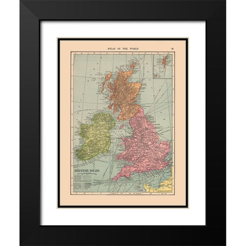 British Isles - Hammond 1910 Black Modern Wood Framed Art Print with Double Matting by Hammond