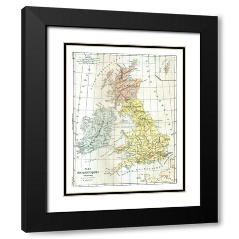 Ancient British Isles - Cortambert 1880 Black Modern Wood Framed Art Print with Double Matting by Cortambert