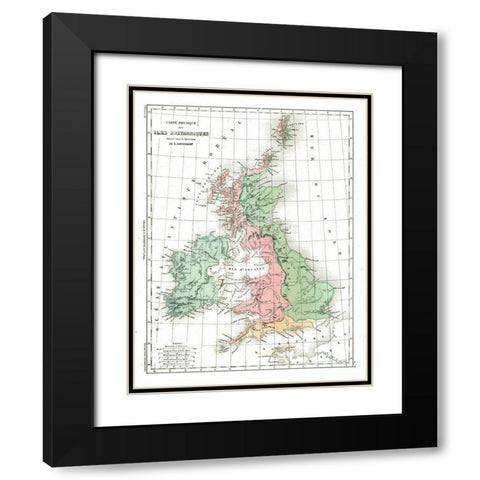 Physical of British Isles - Cortambert 1880 Black Modern Wood Framed Art Print with Double Matting by Cortambert