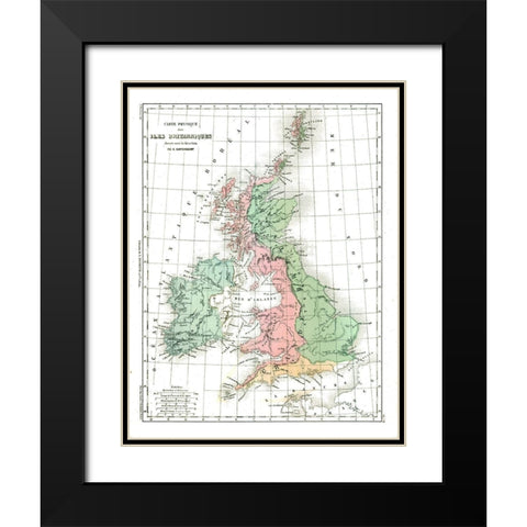Physical of British Isles - Cortambert 1880 Black Modern Wood Framed Art Print with Double Matting by Cortambert