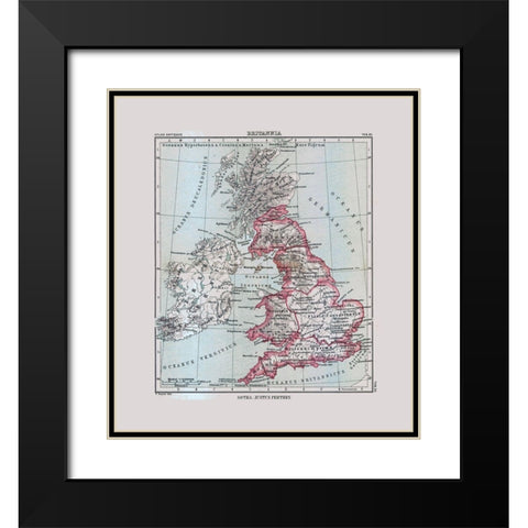 British Isles - Perthes 1896 Black Modern Wood Framed Art Print with Double Matting by Perthes