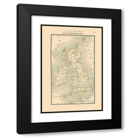 British Isles - Alden 1886 Black Modern Wood Framed Art Print with Double Matting by Alden