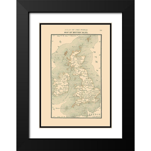 British Isles - Alden 1886 Black Modern Wood Framed Art Print with Double Matting by Alden