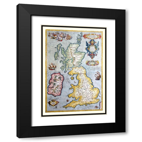 Ancient British Isles - Ortelius 1590 Black Modern Wood Framed Art Print with Double Matting by Ortelius