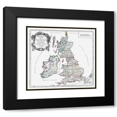 British Isles - Vaugondy 1757 Black Modern Wood Framed Art Print with Double Matting by Vaugondy