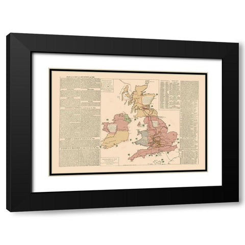 Ireland Wales England Scotland - Le Sage 1801 Black Modern Wood Framed Art Print with Double Matting by Le Sage