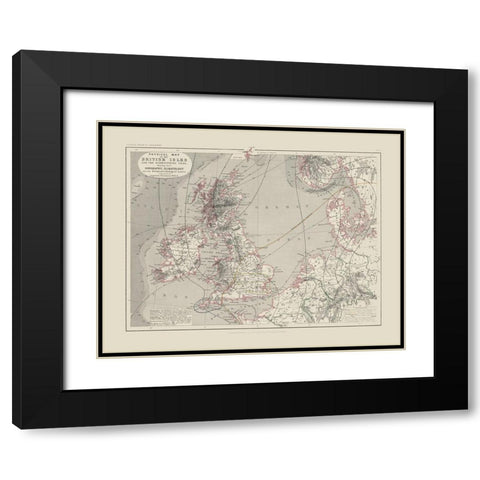 Orography Climatology British Isles Black Modern Wood Framed Art Print with Double Matting by Petermann