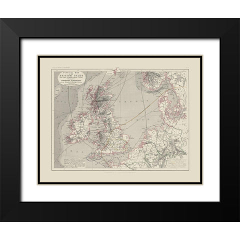Orography Climatology British Isles Black Modern Wood Framed Art Print with Double Matting by Petermann