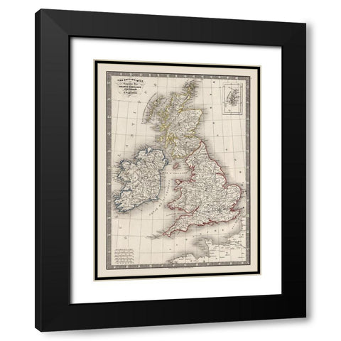 British Isles - Monin 1839 Black Modern Wood Framed Art Print with Double Matting by Monin