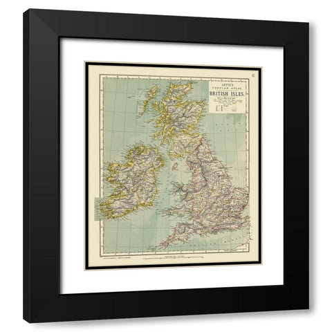 British Isles - Letts Black Modern Wood Framed Art Print with Double Matting by Letts