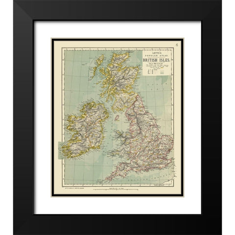 British Isles - Letts Black Modern Wood Framed Art Print with Double Matting by Letts