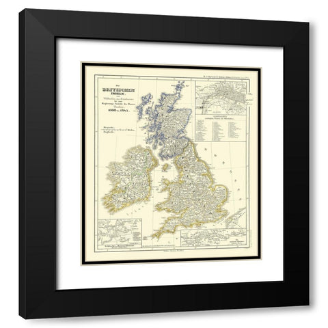 Tudors 1066-1485 British Isles - Spruner 1839 Black Modern Wood Framed Art Print with Double Matting by Spruner