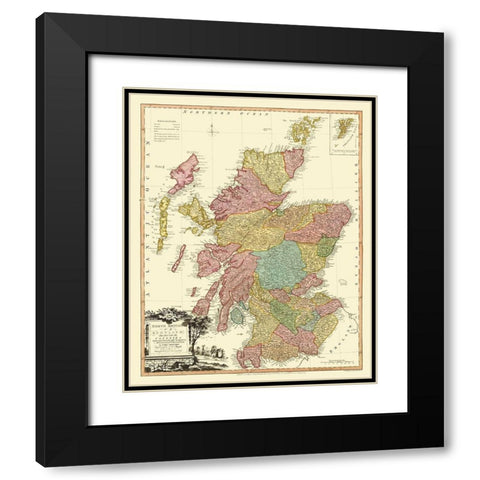 North Britain - Scotland - Counties - Faden 1778 Black Modern Wood Framed Art Print with Double Matting by Faden