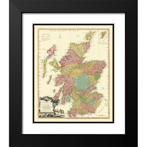 North Britain - Scotland - Counties - Faden 1778 Black Modern Wood Framed Art Print with Double Matting by Faden