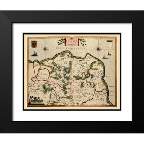 Boulogne Sur Mer Region France - Blaeu 1631 Black Modern Wood Framed Art Print with Double Matting by Blaeu