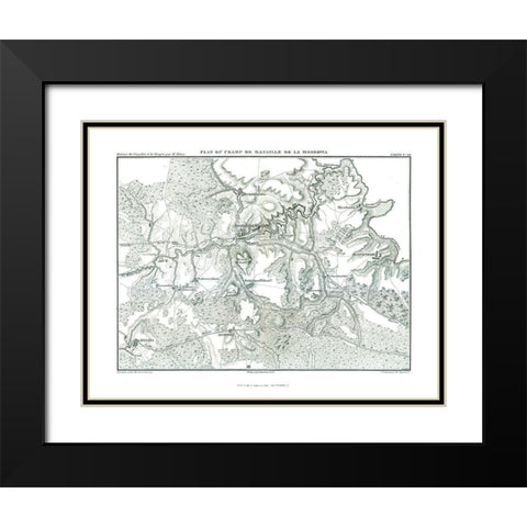 Battle of Borodino Field Plan - Thiers 1866 Black Modern Wood Framed Art Print with Double Matting by Unknown