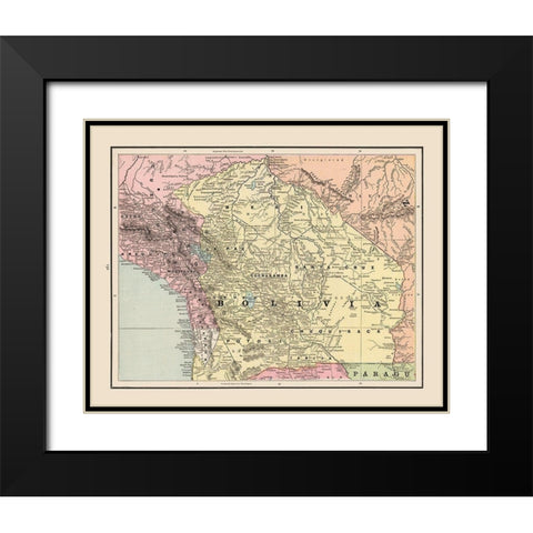South America Bolivia - Cram 1892 Black Modern Wood Framed Art Print with Double Matting by Cram