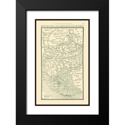 Balkan Peninsula - Alden 1886 Black Modern Wood Framed Art Print with Double Matting by Alden