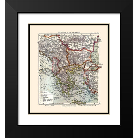 Europe Balkan Peninsula - Perthes 1921 Black Modern Wood Framed Art Print with Double Matting by Perthes