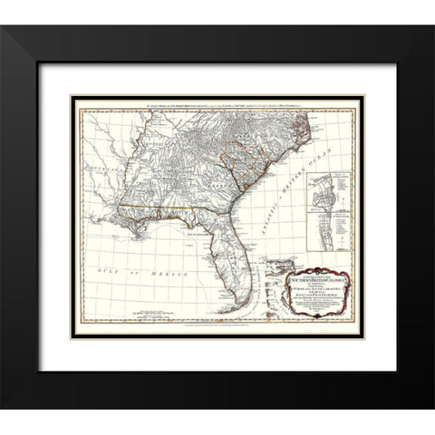 United States Southern British Colonies Black Modern Wood Framed Art Print with Double Matting by Sayer