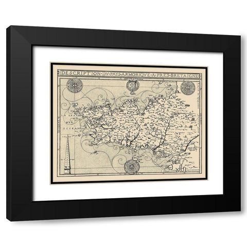 Brittany Region France - Tavernier 1641 Black Modern Wood Framed Art Print with Double Matting by Tavernier