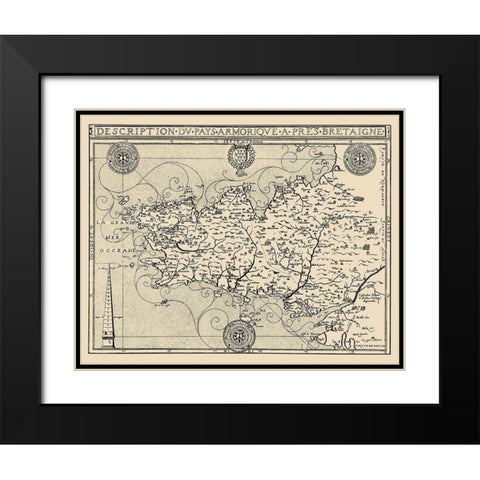 Brittany Region France - Tavernier 1641 Black Modern Wood Framed Art Print with Double Matting by Tavernier