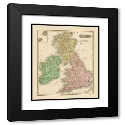 British Isles - Thomson 1815 Black Modern Wood Framed Art Print with Double Matting by Thomson