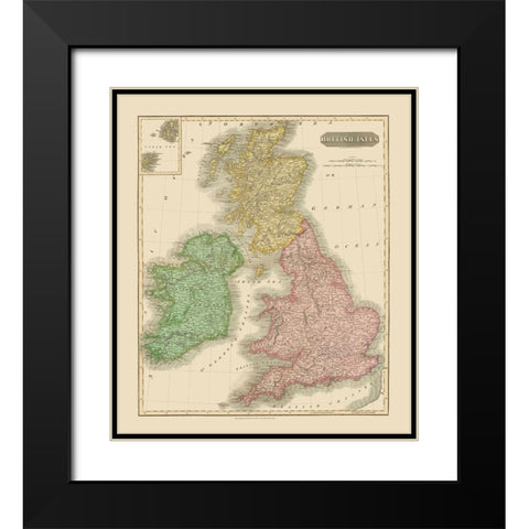British Isles - Thomson 1815 Black Modern Wood Framed Art Print with Double Matting by Thomson