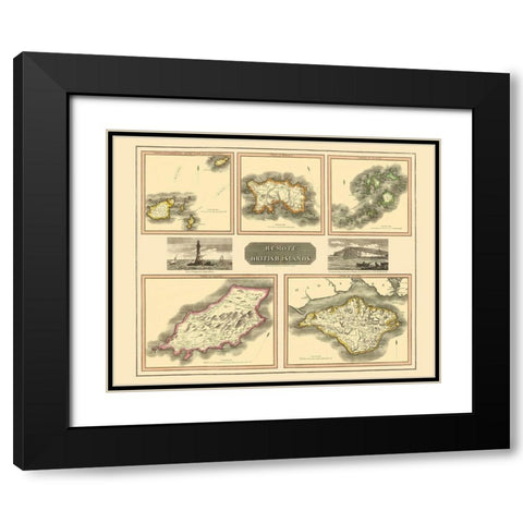 Remote British Isles France - Thomson 1817 Black Modern Wood Framed Art Print with Double Matting by Thomson
