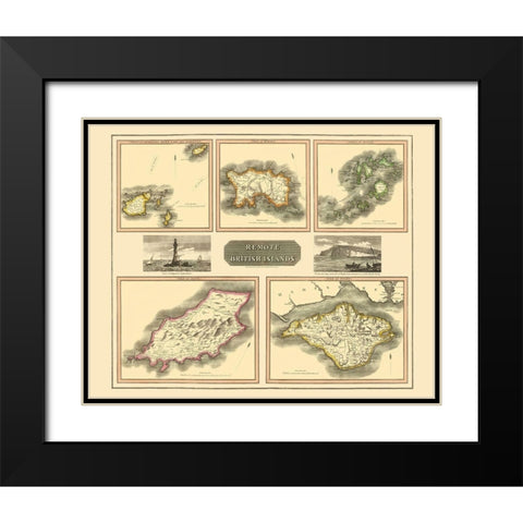 Remote British Isles France - Thomson 1817 Black Modern Wood Framed Art Print with Double Matting by Thomson